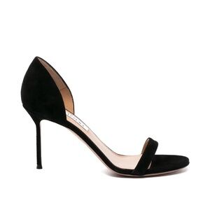 Aquazzura Uptown 85 mm Black Suede Sandals. NWT. SZ 40 (SZ 10).